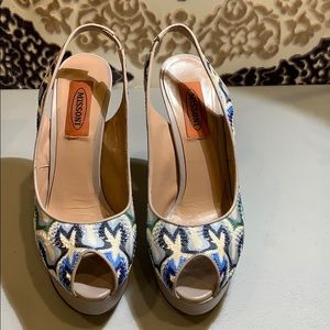 MISSONI sling back platform heels